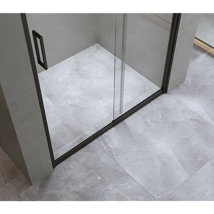 130-140cm Adjustable Wall to Wall Sliding Glass Shower Door in Black.