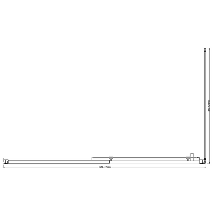 150mm Adjustable (1700x920mm) Single Door Corner Sliding Glass Shower Screen in Black.