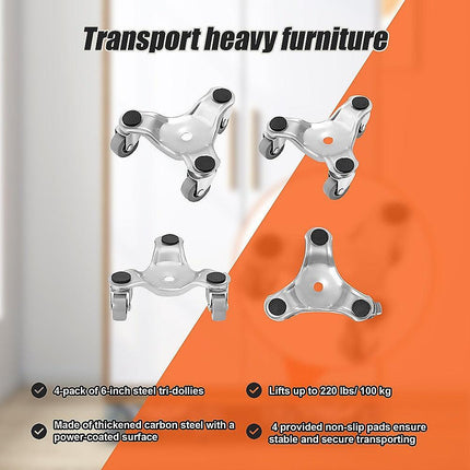 4 X All-purpose Dolly Metal Heavy Duty Furniture Mover Slider Set.