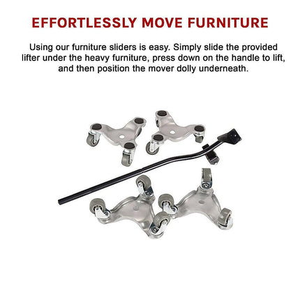 4 X All-purpose Dolly Metal Heavy Duty Furniture Mover Slider Set.