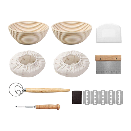 2 x 9" Sourdough Bread Proofing Set Bread Making Kit Round Bowls.