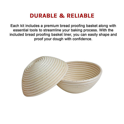 2 x 9" Sourdough Bread Proofing Set Bread Making Kit Round Bowls.