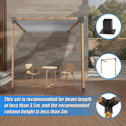 Roof Pergola Gazebo Shed Matte Black Steel Brackets DIY Kits.