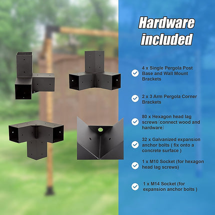 Roof Pergola Gazebo Shed Matte Black Steel Brackets DIY Kits.