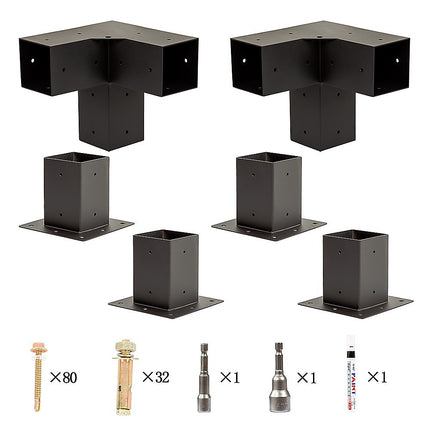 Roof Pergola Gazebo Shed Matte Black Steel Brackets DIY Kits.