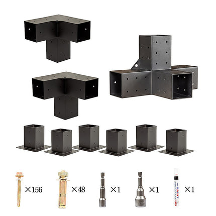 Roof Pergola Gazebo Shed Matte Black Steel Brackets DIY Kits.