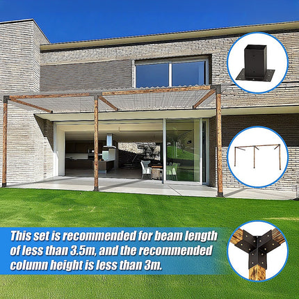 Roof Pergola Gazebo Shed Matte Black Steel Brackets DIY Kits.