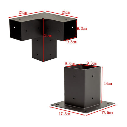 Roof Pergola Gazebo Shed Matte Black Steel Brackets and Black Screen DIY Kits.
