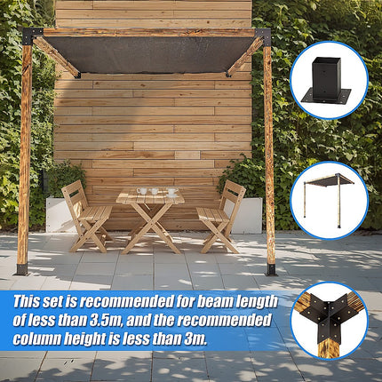 Roof Pergola Gazebo Shed Matte Black Steel Brackets and Black Screen DIY Kits.