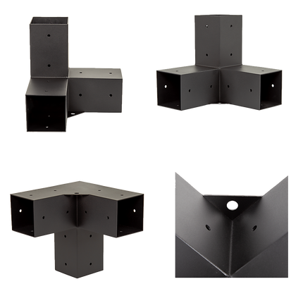 Roof Pergola Gazebo Shed Matte Black Steel Brackets and Black Screen DIY Kits.