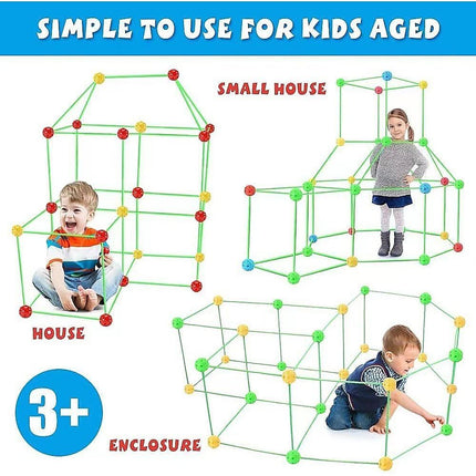 217pcs Kids Construction Fort Building Kit Castles 3D Play House Tent Toys.