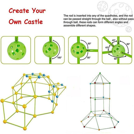 217pcs Kids Construction Fort Building Kit Castles 3D Play House Tent Toys.