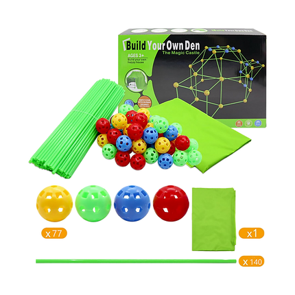 217pcs Kids Construction Fort Building Kit Castles 3D Play House Tent Toys.
