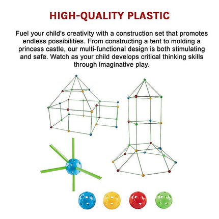 217pcs Kids Construction Fort Building Kit Castles 3D Play House Tent Toys.