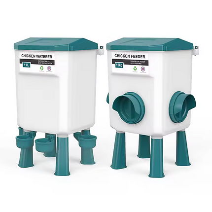 Chicken Feeder Water Food Treadle Poultry Feeding 12KG Large Capacity 11L.