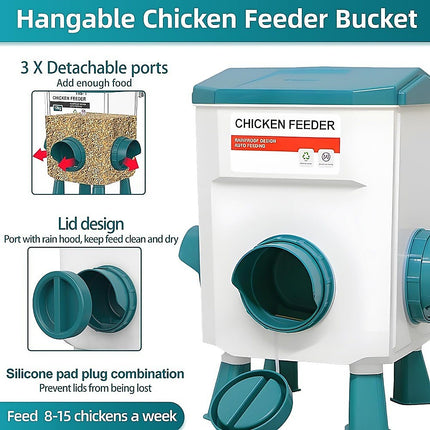 Chicken Feeder Water Food Treadle Poultry Feeding 12KG Large Capacity 11L.