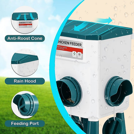 Chicken Feeder Water Food Treadle Poultry Feeding 12KG Large Capacity 11L.