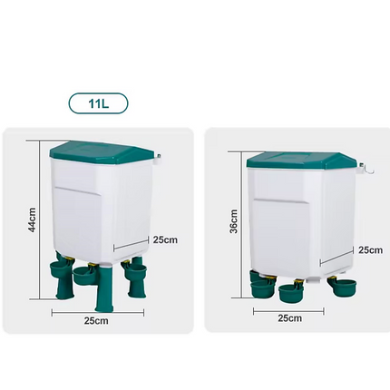 Chicken Feeder Water Food Treadle Poultry Feeding 12KG Large Capacity 11L.