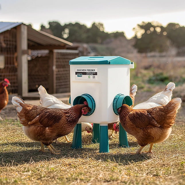 Chicken Feeder Water Food Treadle Poultry Feeding 12KG Large Capacity 11L.