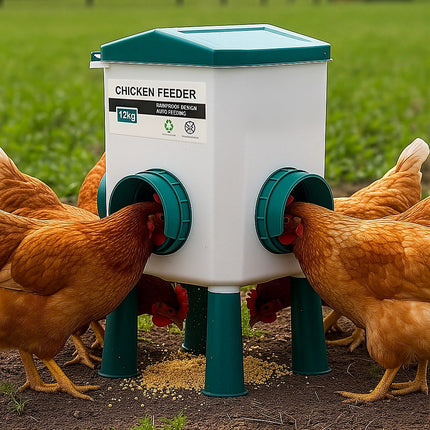 Chicken Feeder Water Food Treadle Poultry Feeding 12KG Large Capacity 11L.