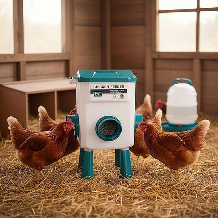 Chicken Feeder Water Food Treadle Poultry Feeding 12KG Large Capacity 11L.