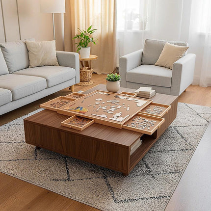 1500 Piece Rotating Wooden Jigsaw Puzzle Table 6 Drawers Board.