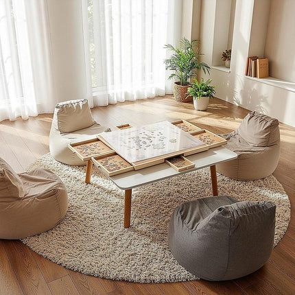 1500 Piece Rotating Wooden Jigsaw Puzzle Table 6 Drawers Board.
