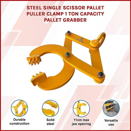 Steel Single Scissor Pallet Puller Clamp 1 Ton Capacity Pallet Grabber.