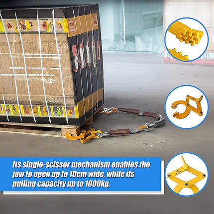 Steel Single Scissor Pallet Puller Clamp 1 Ton Capacity Pallet Grabber.