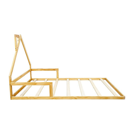 Pine Wood Floor Bed House Frame for Kids and Toddlers.