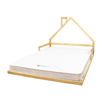 Pine Wood Floor Bed House Frame for Kids and Toddlers.