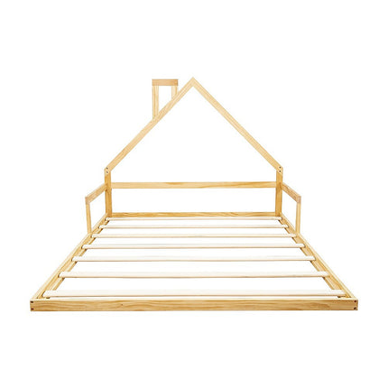 Pine Wood Floor Bed House Frame for Kids and Toddlers.