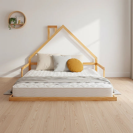 Pine Wood Floor Bed House Frame for Kids and Toddlers.