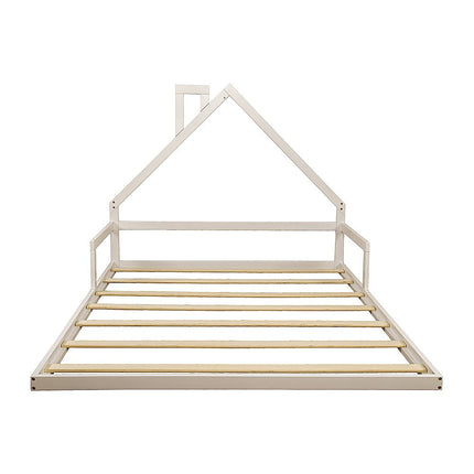 Pine Wood Floor Bed House Frame for Kids and Toddlers.