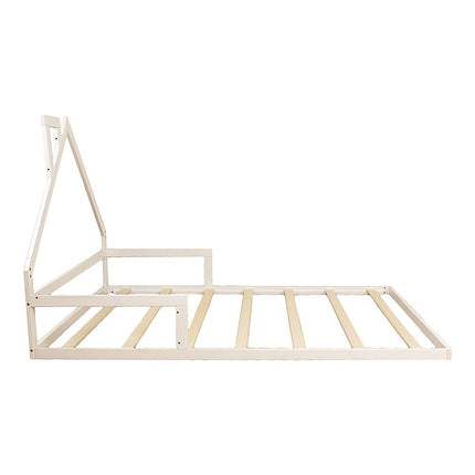 Pine Wood Floor Bed House Frame for Kids and Toddlers.