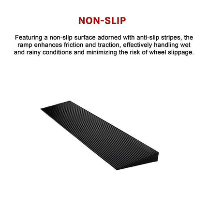 Cuttable Threshold Ramp Rubber Wheelchair Ramp Solid 4 cm Rise 90 cm Wide.