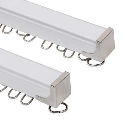 1.5m Double Curtain Tracks Aluminium Rail & Brackets For Both Curtain and Sheer with ceiling and wall accessories.