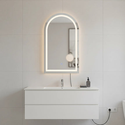 Arched LED Wall Mirror Bathroom Mirrors Makeup Anti-fog 600mm x 1000mm.