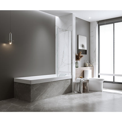 70cm Frameless Swing Bath Panel with White Hardware.