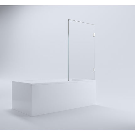 70cm Frameless Swing Bath Panel with Black Hardware.
