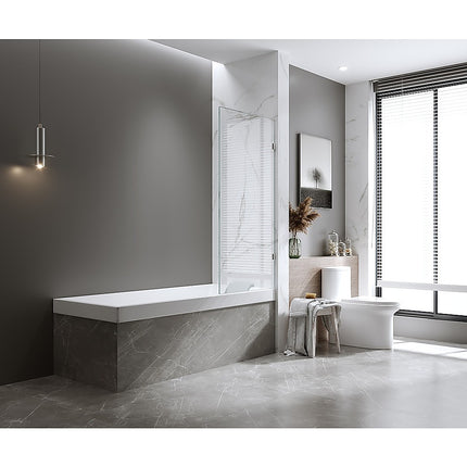 70cm Frameless Swing Bath Panel with Black Hardware.