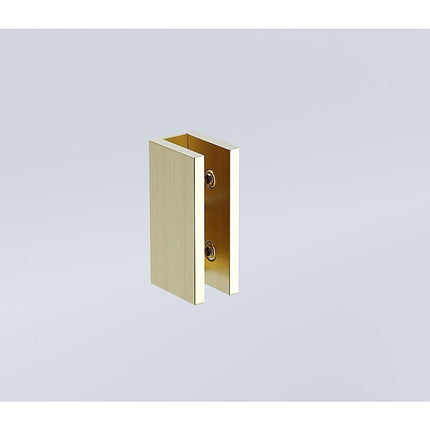 90cm Frameless Wall-to-Wall Shower Screen with Gold U-Brackets , Brass Hinges & Square Knob Handle.