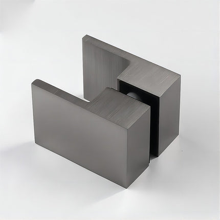 120cm Wall-to-Wall Frameless Shower Screen – Gunmetal Wall Channel with Brass Hinges & Square Double Pull Handle.