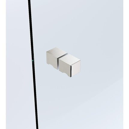 100x70cm Corner Frameless Shower Screen with Nickel Wall Channel and Floor F-Bracket and SS Hinges, Square Knob Handle.