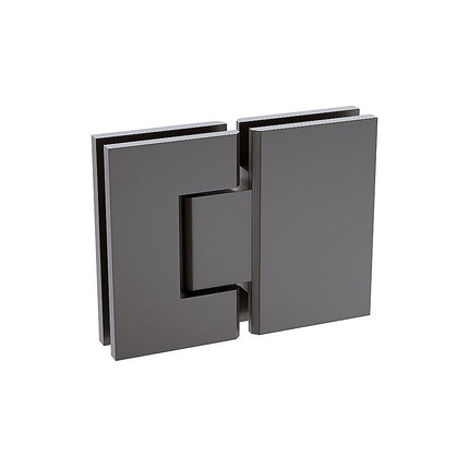 100x100cm Corner Frameless Shower Screen with Gunmetal Wall Channel and Floor F-Bracket and SS Hinges, Round Knob Handle.