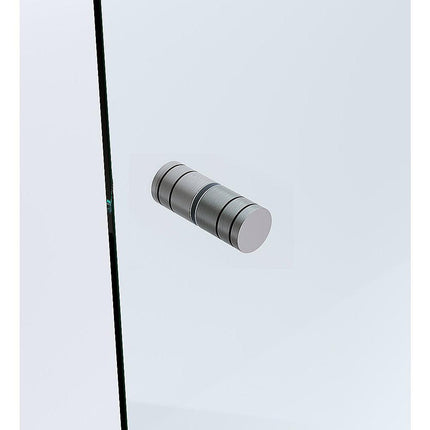 120x90cm Corner Frameless Shower Screen with Gunmetal F-Brackets and SS Hinges, Round Knob Handle.