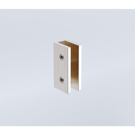 100x80cm Corner Frameless Shower Screen with Nickel U-Brackets and Brass Hinges, Square Knob Handle.