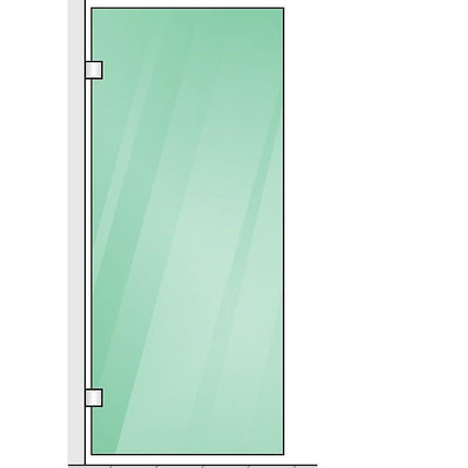 90x80cm Corner Frameless Shower Screen with Gold U-Brackets and Brass Hinges, Square Double Pull Handle.