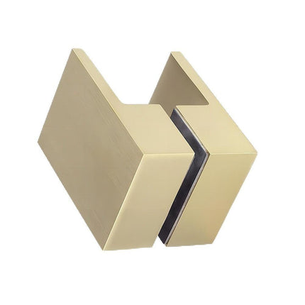 90x80cm Corner Frameless Shower Screen with Gold U-Brackets and Brass Hinges, Square Double Pull Handle.