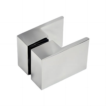 110x110cm Corner Frameless Shower Screen with Chrome U-Brackets and Brass Hinges, Square Double Pull Handle.